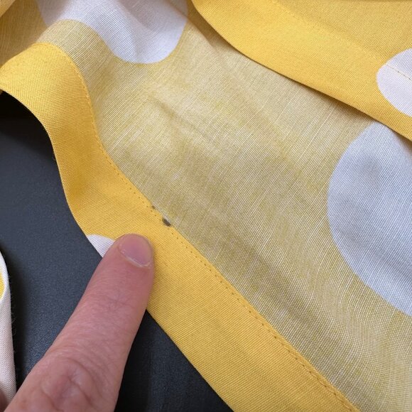 Vintage Skirt 1990s Polka Dot Apart Impressions Yellow White Medium Retro Office - Picture 5 of 6